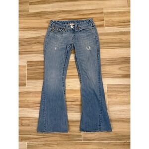 True Religion Joey Big T Flare Jeans Medium Wash Low Rise Size 31 Made in USA
